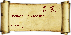 Dombos Benjamina névjegykártya